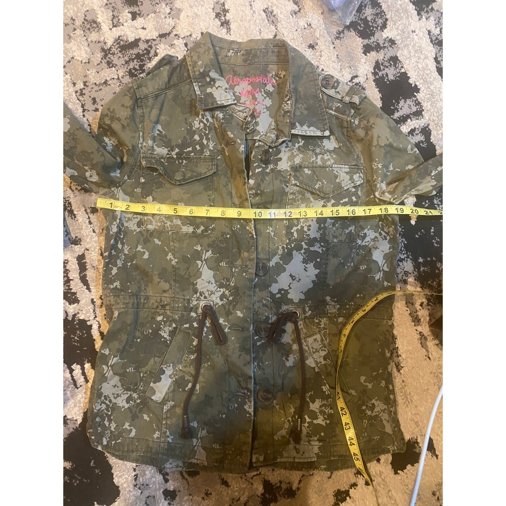 Aeropostale Womens Floral Camo Utility Field Jacket Olive Green Cotton Medium - Picture 10 of 10